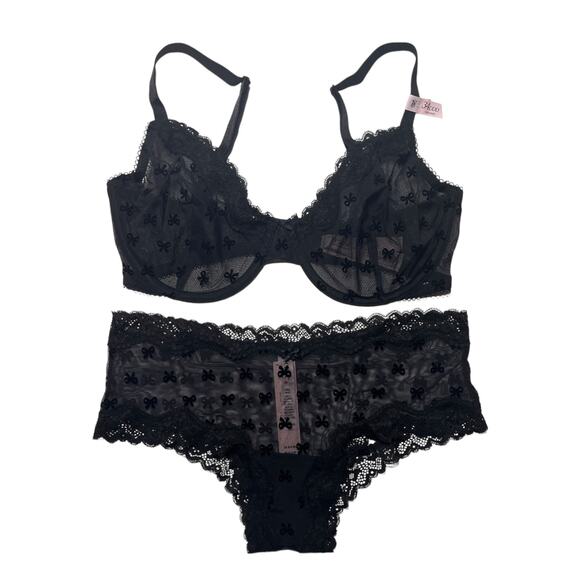 Victoria's Secret Tease Unlined Demi Bra and Lace-Trim Cheeky Panty Set 34DDD/M - Picture 1 of 4